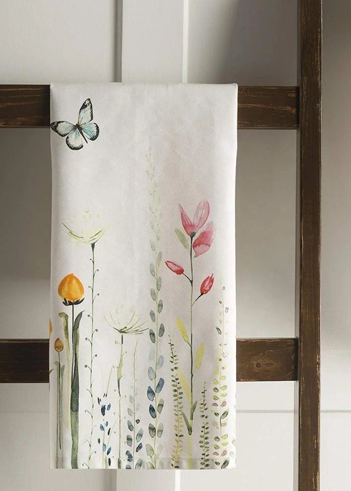 cheap kitchen hand towel/tea towel of silk screen printing cotton