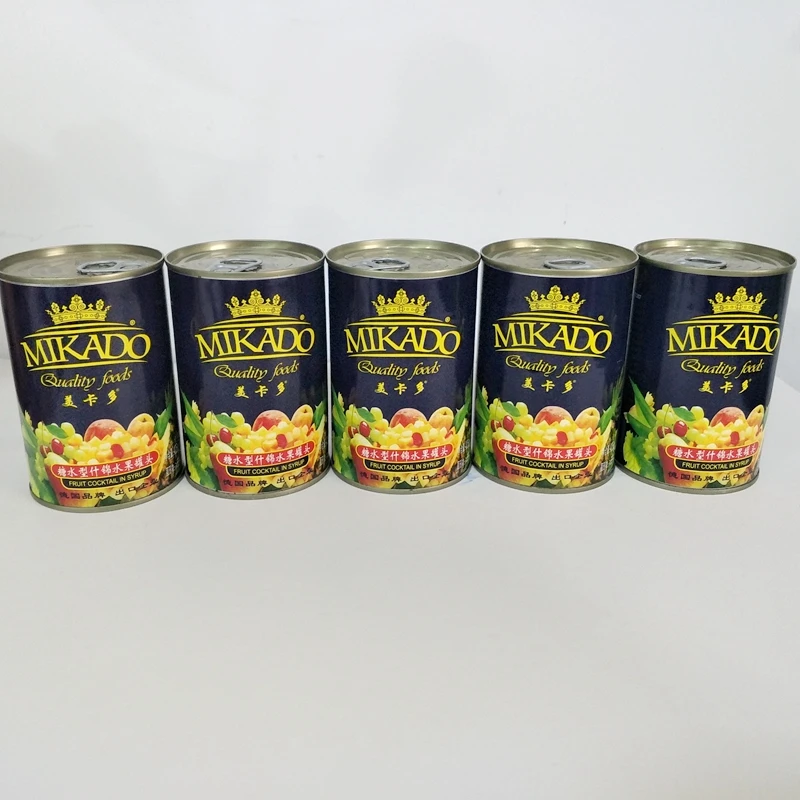 Chinese new crop canned mix fruit cocktail  in light syrup in pear juice