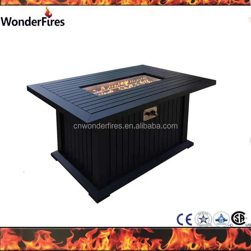 
Promo outdoor Rectangle Aluminum Gas Fire pit Table, 55000 BTU,Stainless steel drop in pan 