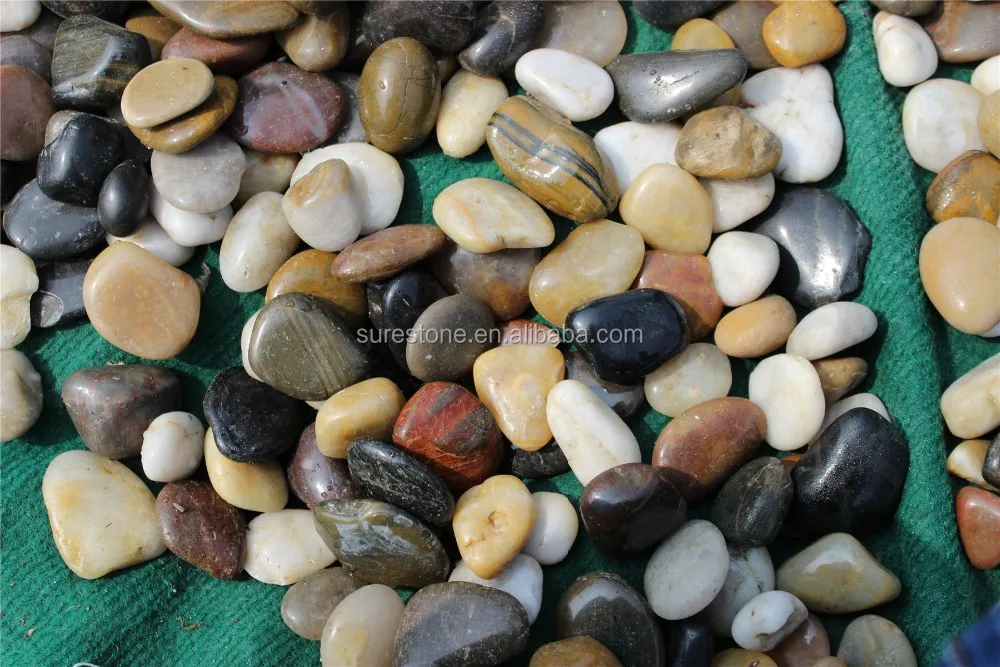 Natural multicolor mixed color polished pebbles river rock stone for aquarium landscaping