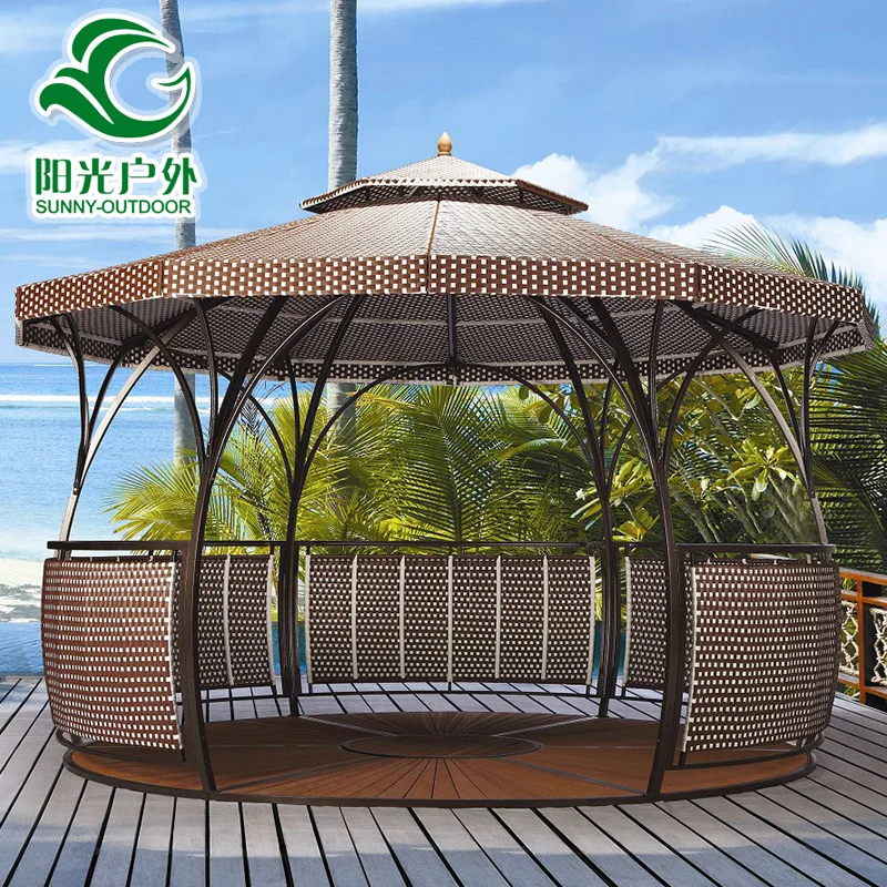 2016 Best Selling Waterproof Rattan Wicker Outdoor Gazebo For Sale