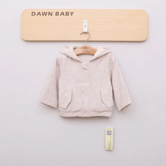 
100% cotton jacquard spring autumn long sleeve baby outdoor zipper coat with hood and pocket 