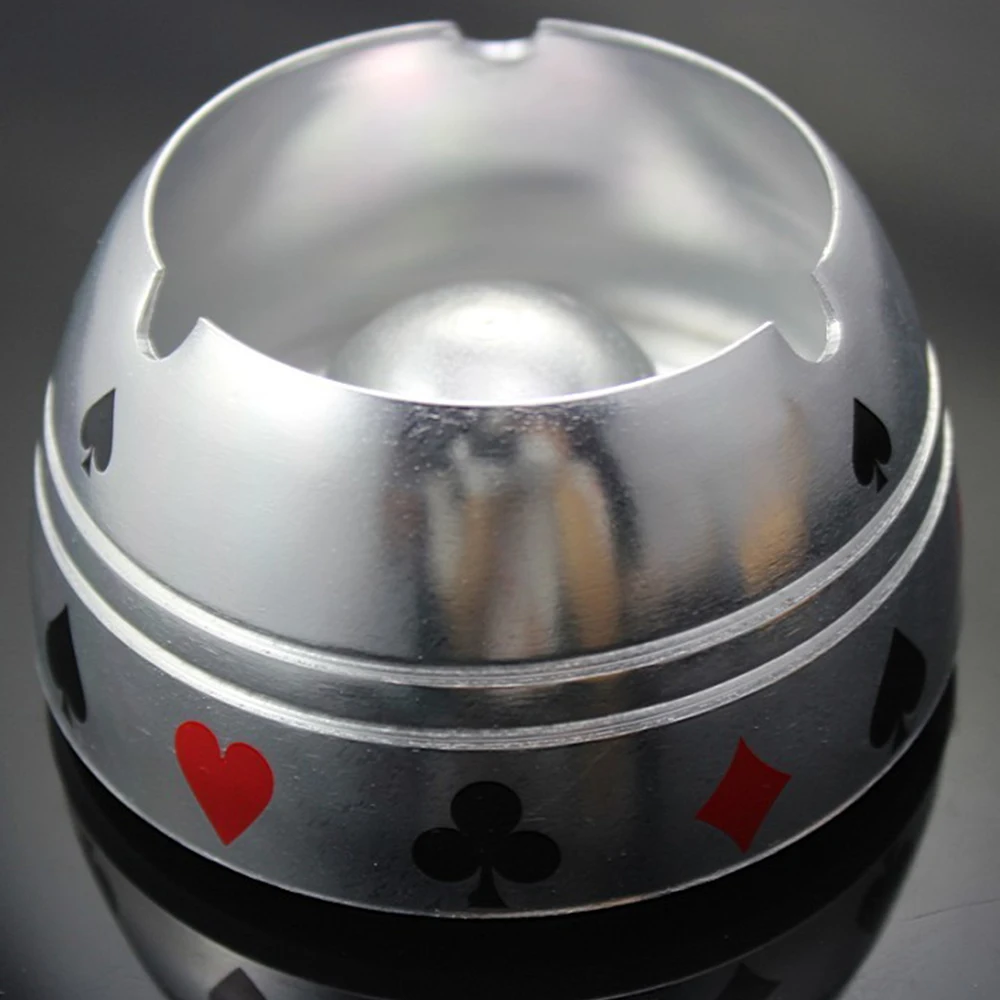 Deluxe Aluminum Poker Ashtray in Golden or Silver Color