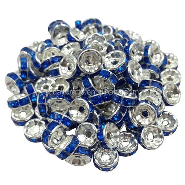 6MM Mixed Crystal Spacer Metal Silver Plated Flat Rondelle Crystal Rhinestone Loose Spacer Beads For DIY Jewelry Making