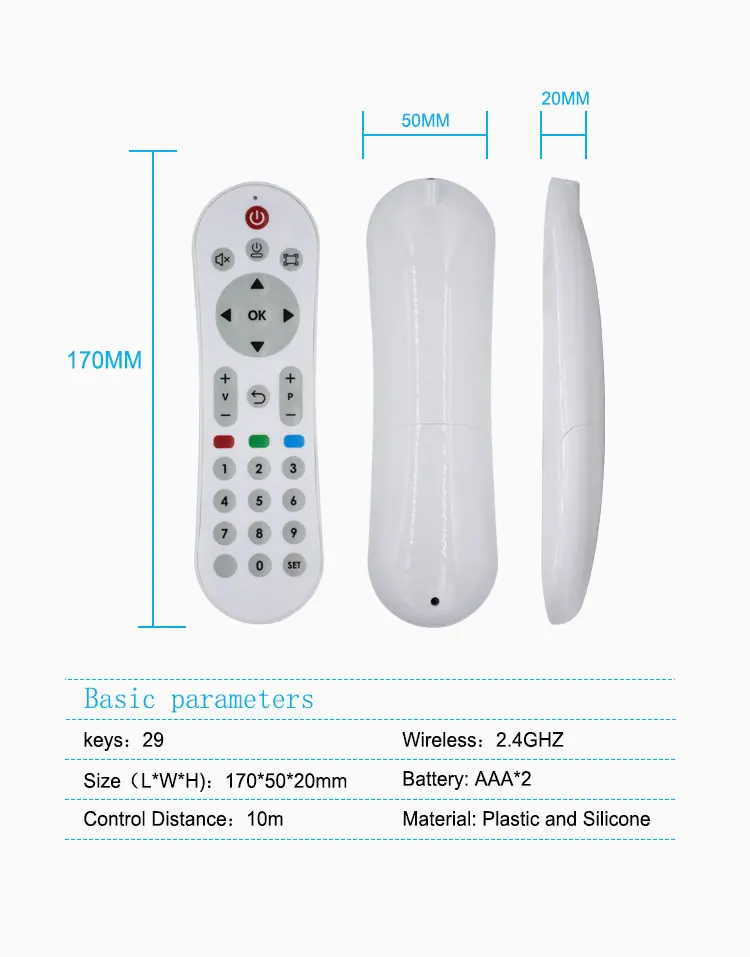 Factory Smart 2.4G Wireless IR Learning Function 29 keys ABS  White  Universal Remote Control for Android TV, TV Box