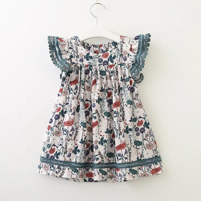 
European Style Kids Dress New Design Girls Dress Cute Baby Floral Dress 
