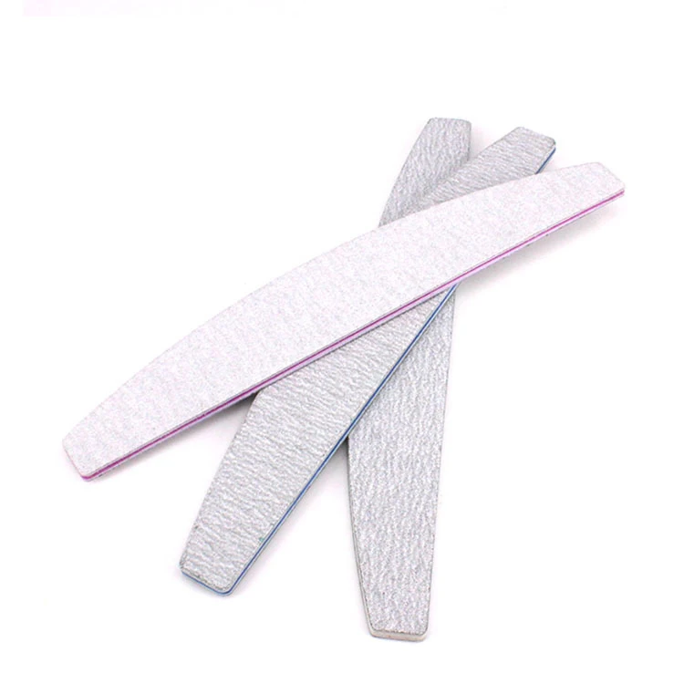 Customized Logo OEM Half Moon Shaped Nail File 100/100 Grit Nail Tools  Sponges Nail Buffer  With Purple Heart
