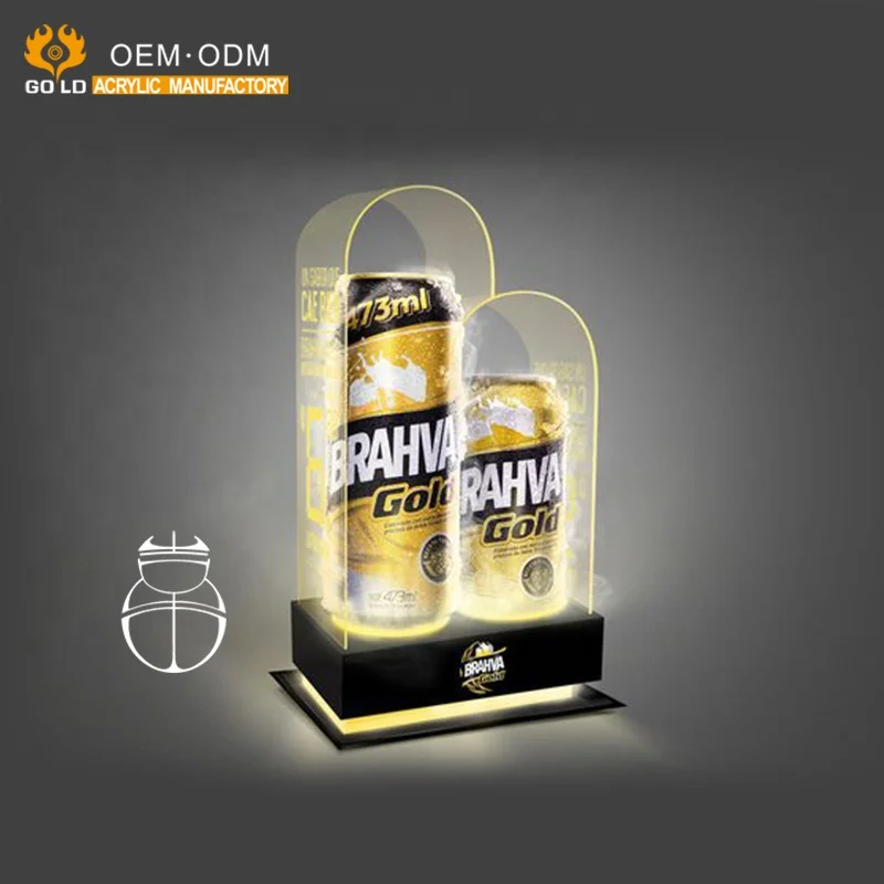 Wholesale Clear Custom Counter Top Led Light Wine Bottle Bar Shelf Led Light Display Stand