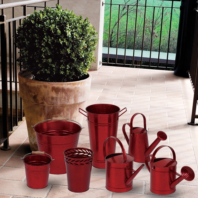 Garden bucket set watering pot metal barrel color Metal galvanized Garden Accessories flower pot planter outdoor container