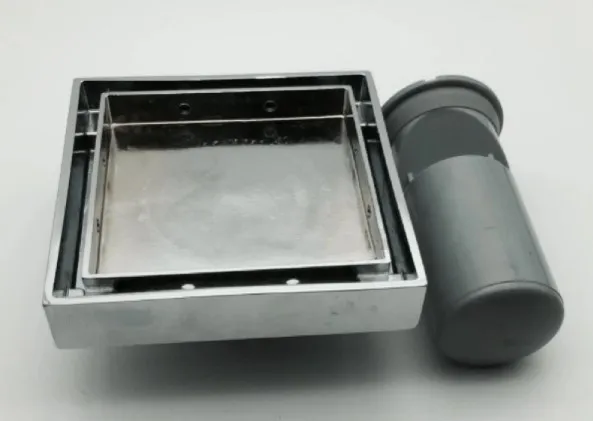 Bathroom square brass anti-odor invisible hair stopper floor drain