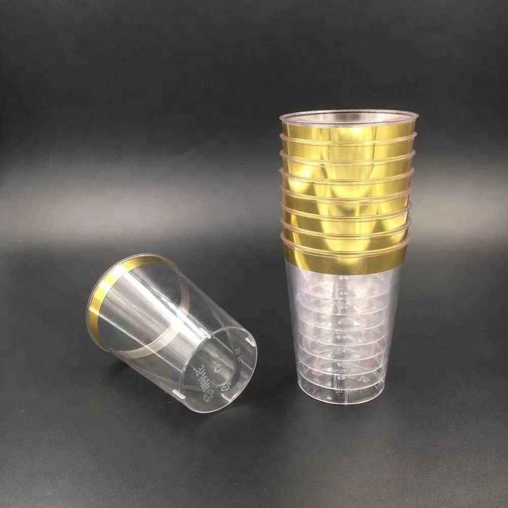 300ml plastic gold rim disposable cup manufacturer