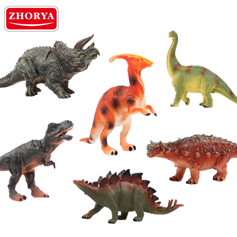Zhorya 3pcs pvc soft material dinosaur toys set for kids