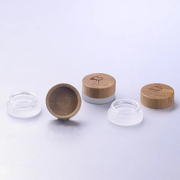 bamboo lid cosmetic glass jar  glass screw top jars