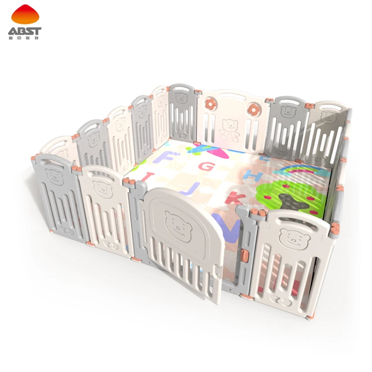 
ABST Foldable Kids Baby Playpen Panel Safety Play Center Yard Home Indoor Outdoor Fence with 14+2 Panel 