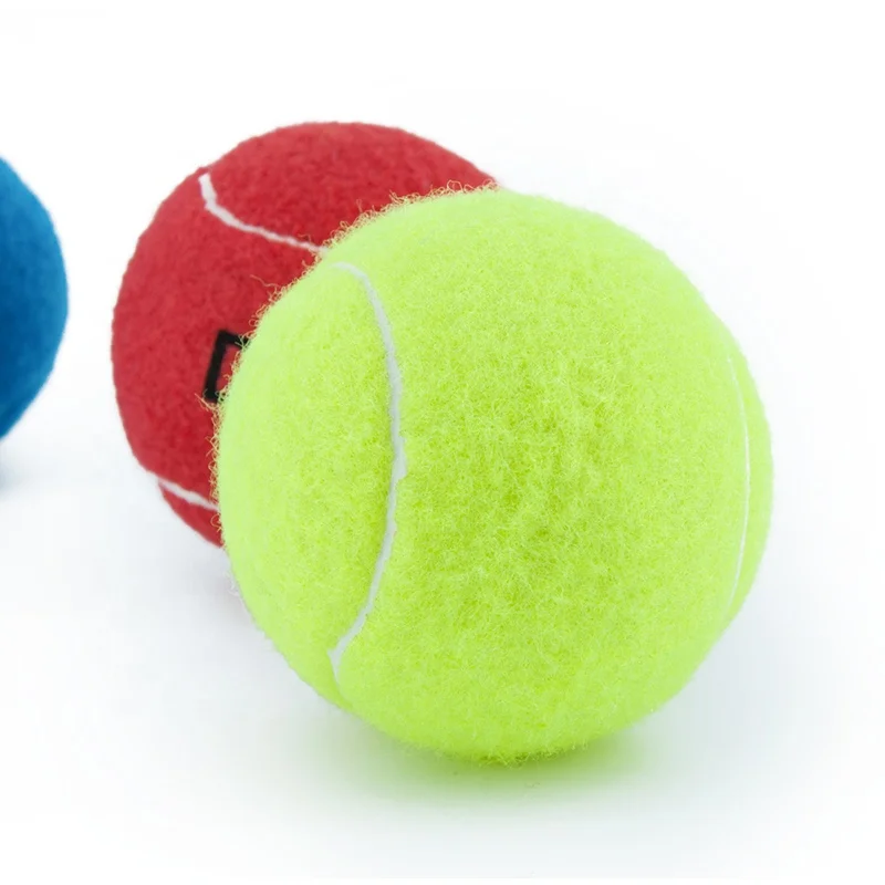 3 inch red yellow blue color pet tennis ball toy