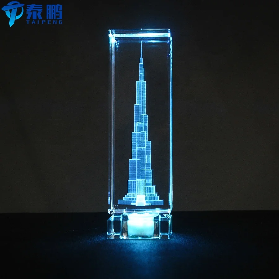 
Best 3D engraving Burj Khalifa Tower models as crystal gift 