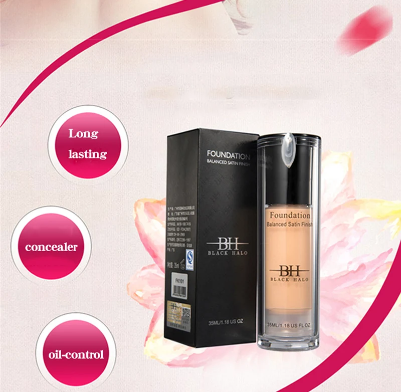 Vegan waterproof liquid balanced satin foundation mineral foundation
