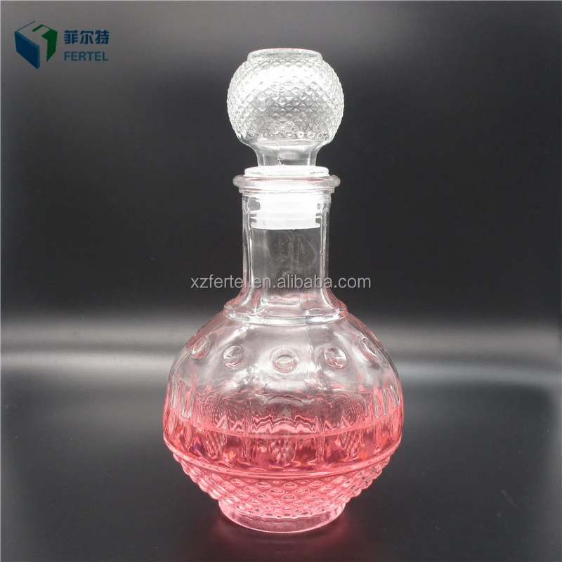 
fancy glass vodka bottle, liquor vodka glass bottle wholesale with glass lid 