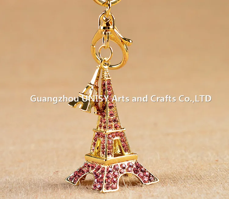 Fashion the Eiffel Tower key chain metal ornament set diamond car key chain manufacturer wholesale