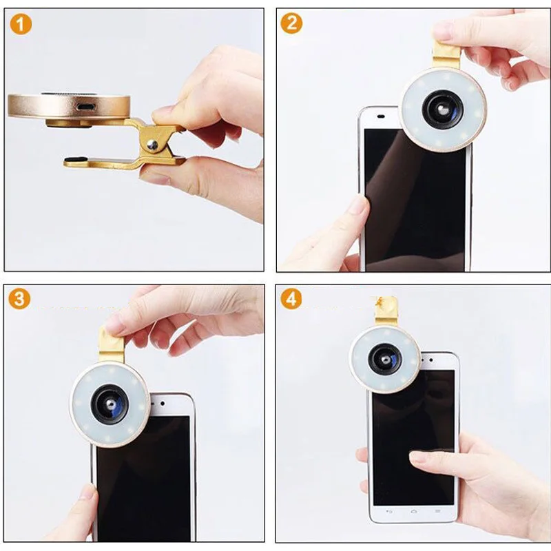 External camera for mobile phone Portable Flash Led Camera Ring Selfie Fill Light For samsung mobile