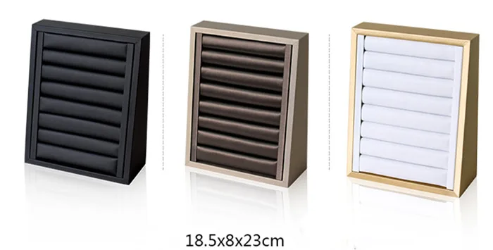 Custom Logo Jewelry Display Exhibitor For Counter Showcase Rings Earrings Holder Leather Ring Display Stand