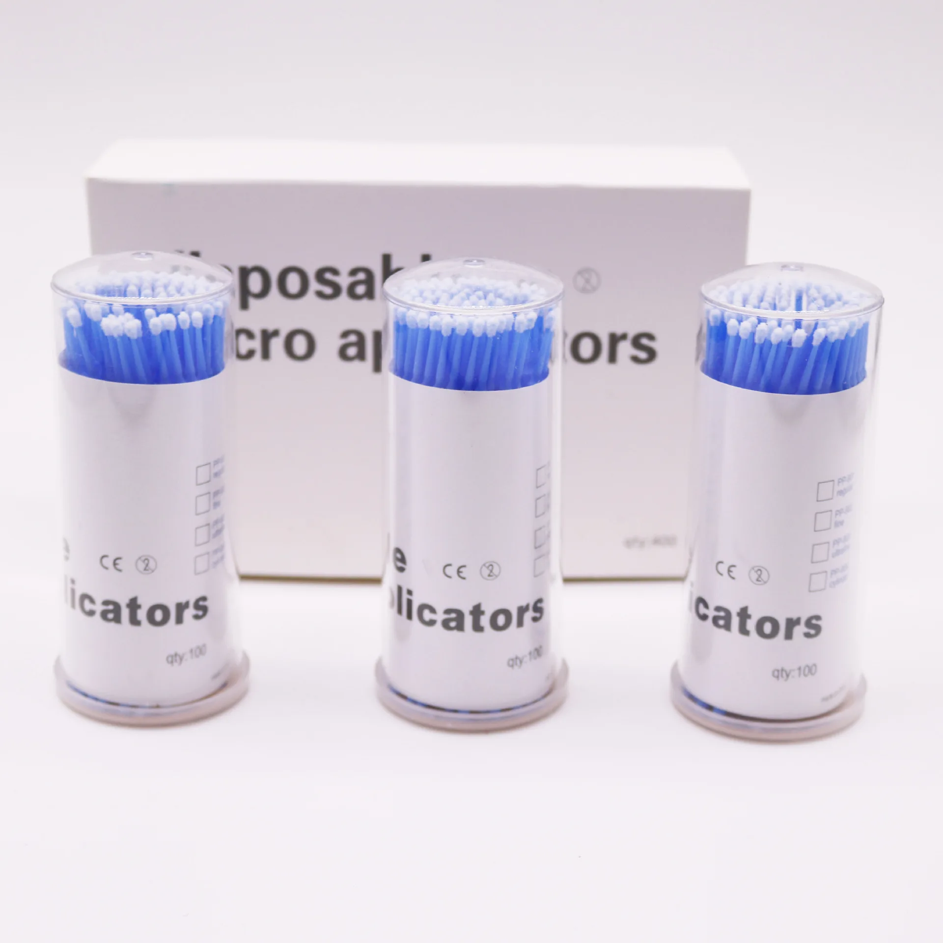 Privatel label 100pcs eyelash micro applicator brush cleaning stick