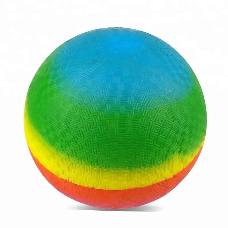 
Kids Playing Inflated Natural Rubber Balls Rainbow Playground Ball 8.5