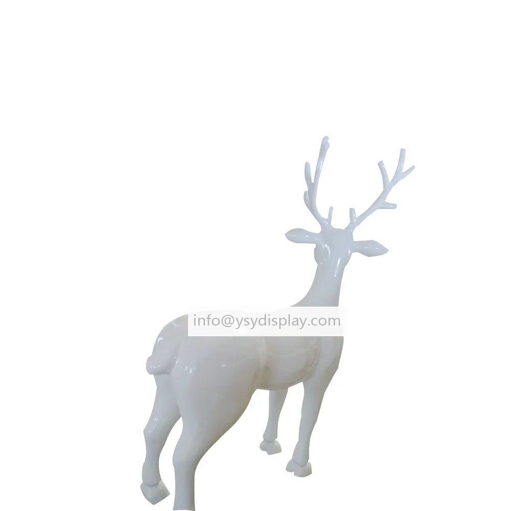 Modern art decoration home outdoor garden animal sculpture display life size christmas fiberglass white deer statue