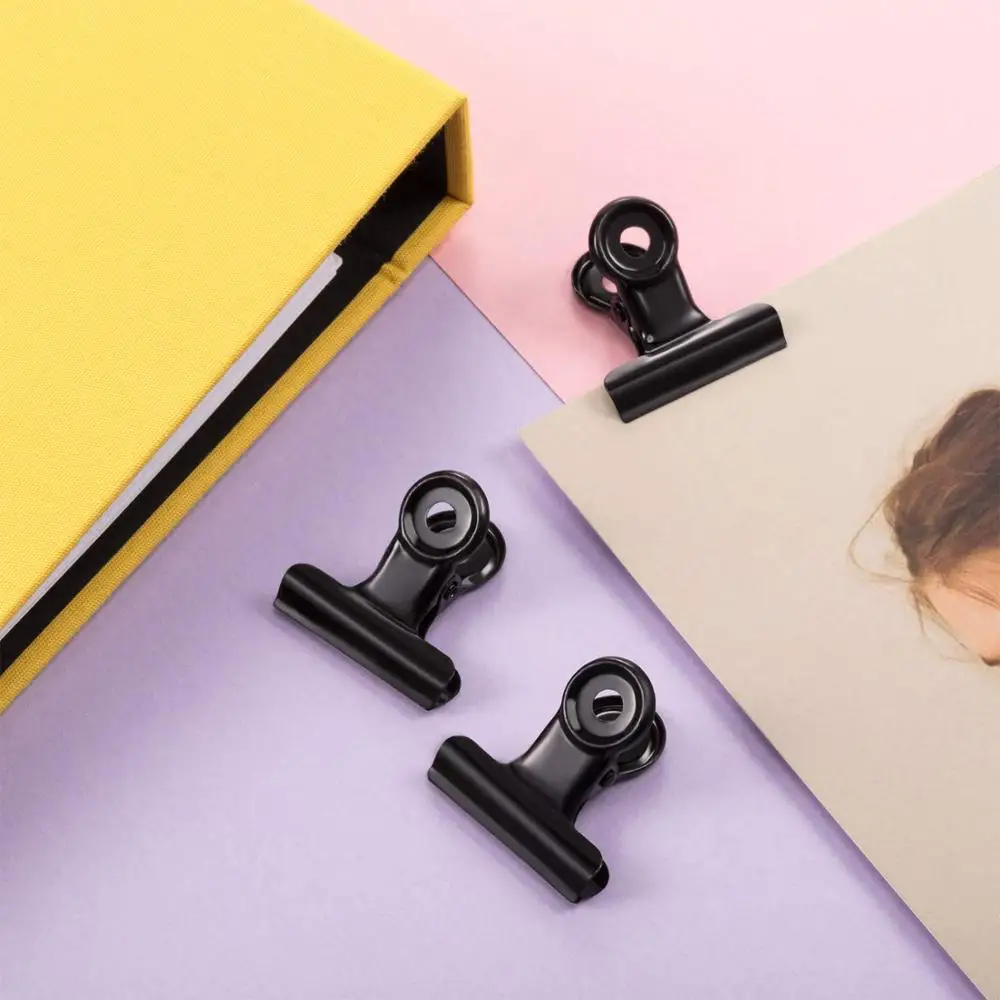 Black Metal Bulldog Clips File Paper Binder Clamps for Tags Bags, Shops, Office and Home Kitchen