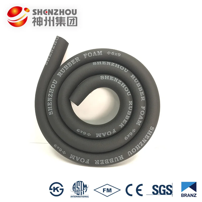 
non-combustible fireproof nbr pvc rubber foam tube/pipe insulation hover board 