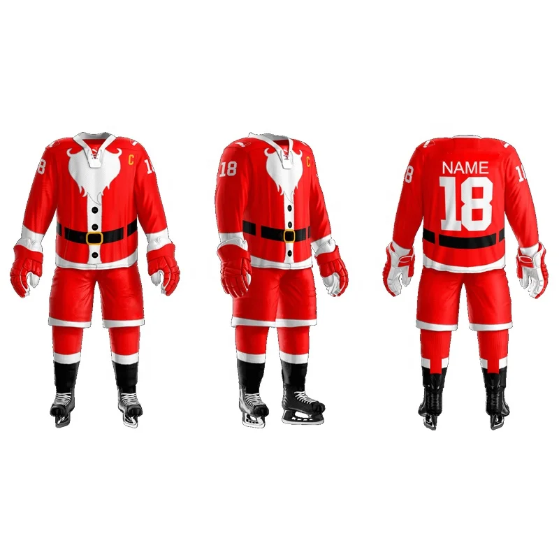 Custom made Christmas  ice hockey jerseys sublimated wholesale blank hockey jersey team set hockey jerseys