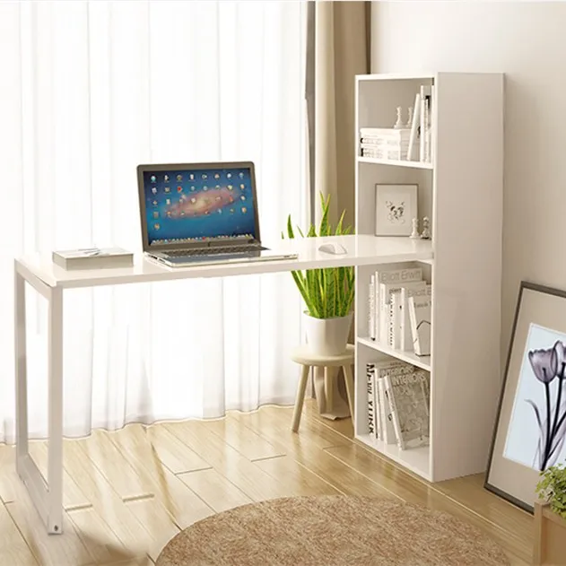 Modern Computer Desk with Bookcase Brief Writing Table Design