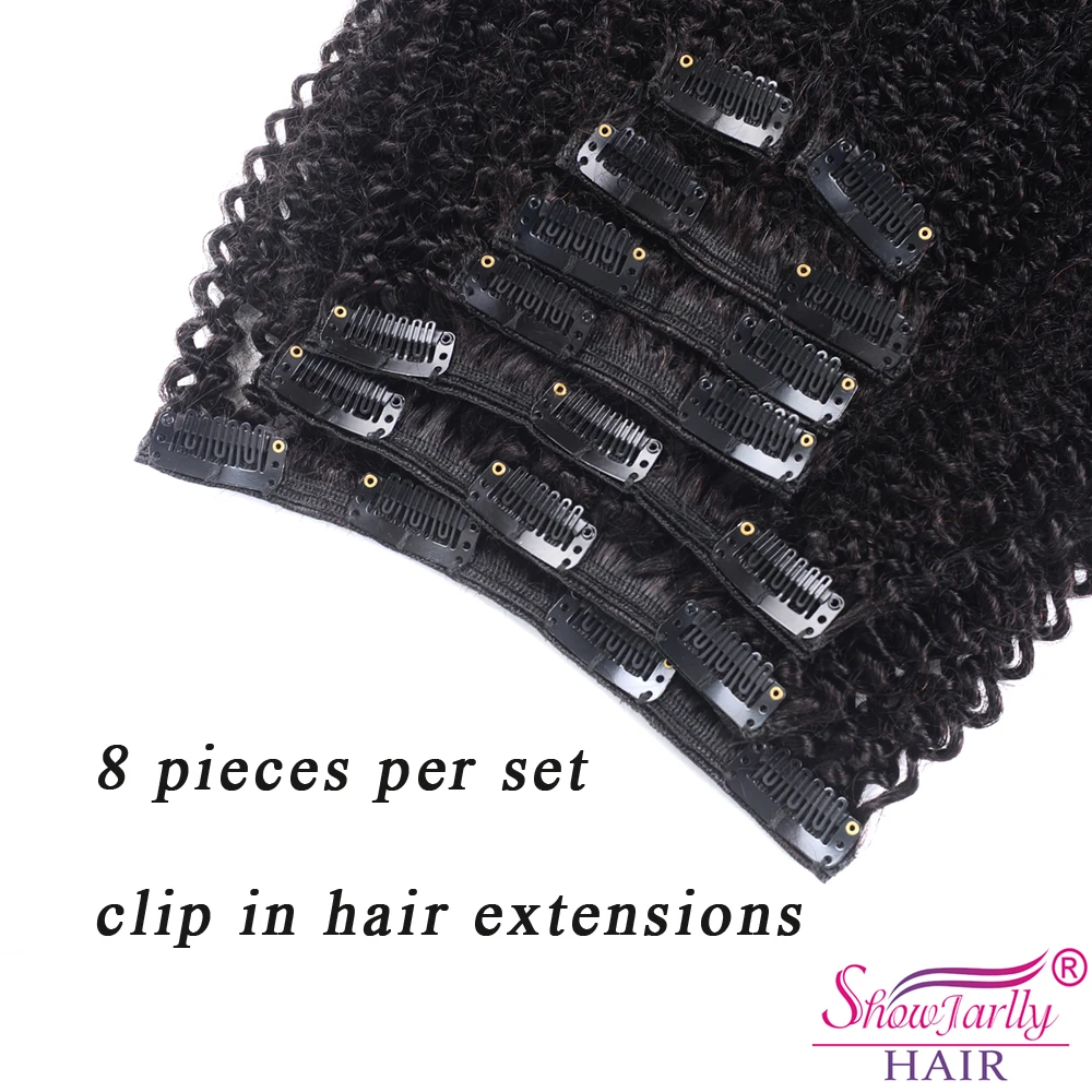 Afro Kinky Curly Clip In Human Hair Extensions seamless clip in afro hair extensions 8 Pcs/Set pelucas-de-pelo-natural