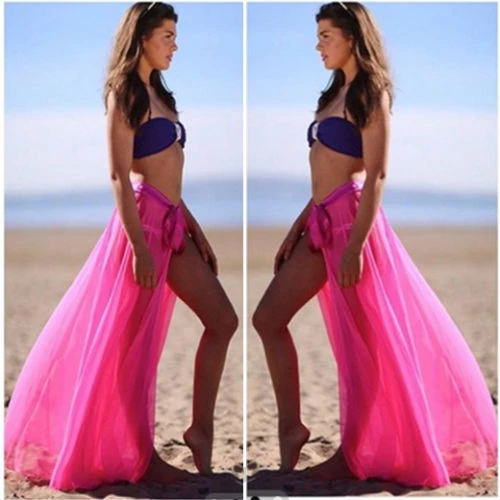 Womens Swim Wear Bikini Cover Up Sheer Beach Mini Wrap Skirt Sarong Pareo Shorts