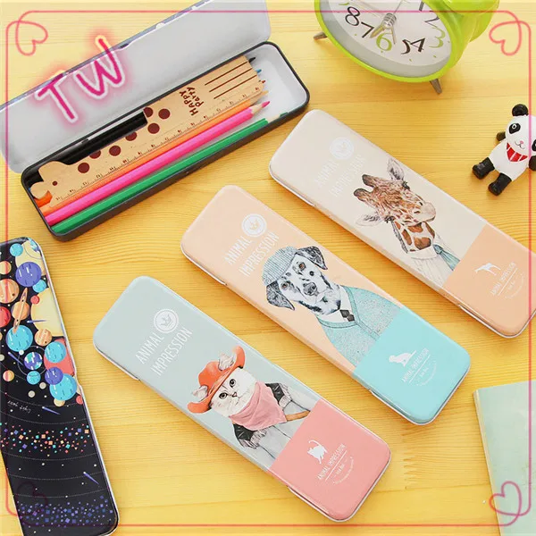 stationery items promotion wholesale gifts unusual metal pencil case pen cases 034