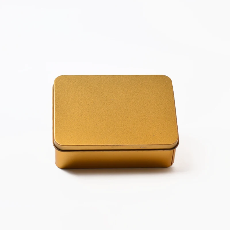 Perfect Shopping Rectangular Tin Box Lid Tin Storage Box Tin Box Pencil Case In Gold Color
