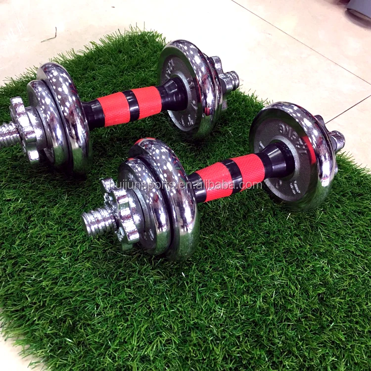 HJ-A047 High Quality HUIJUN Adjustable 10kg Dumbbell Set Gym Fitness Equipment Chrome Dumbbell rubber coated handle