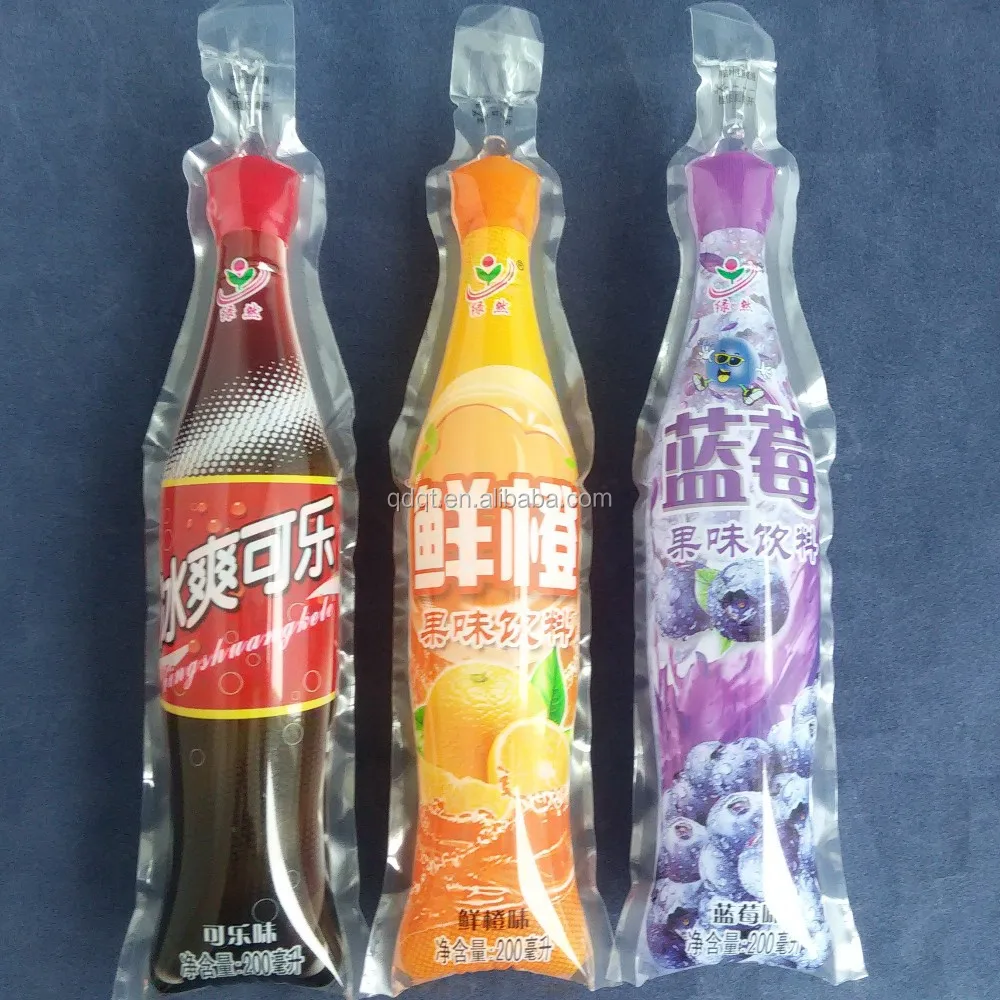 coke shape plastic bag for water and juice