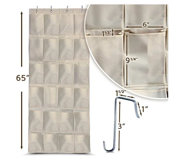 Over The Door Shoe Rack And Closet Organizer System With 24 Extra Large Heavy Duty Pockets From 600D Shoes Storage Box