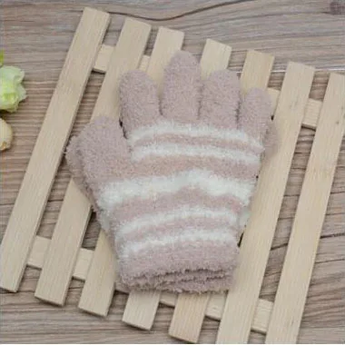 
2018 spring winter children microfiber gloves Korea knit stripe warm gloves for kids 