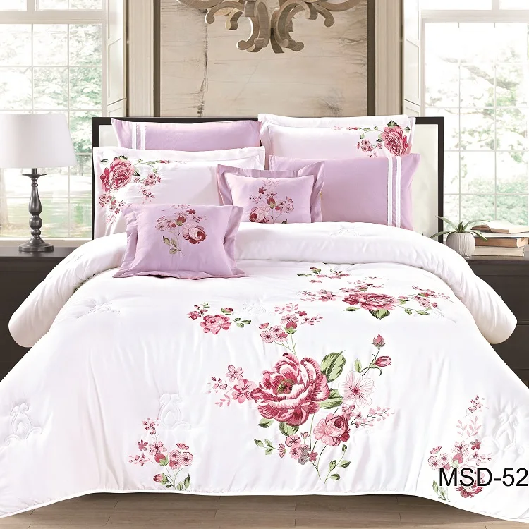 KOSMOS best quality bed linen 100% polyester embroidery lace luxury dubai bed Comforter Set
