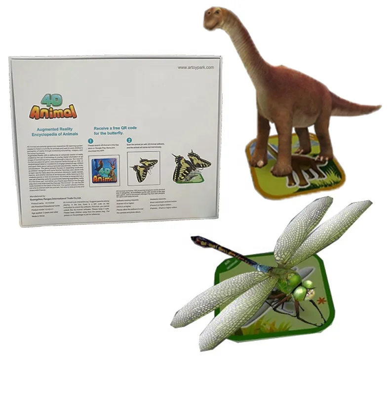 100PCS Animals  Flash Cards Fancy Zoo Fun Education Animals Augmented Reality 4D AR Educational Learning Cards