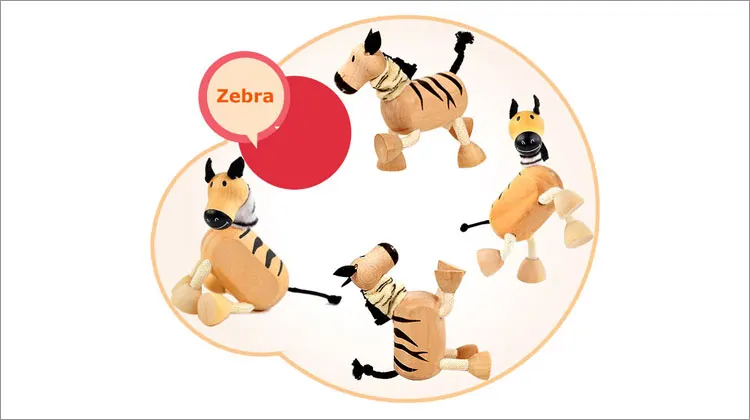 3D Zebra Wooden Animal Shape Education Toy  Teenagers