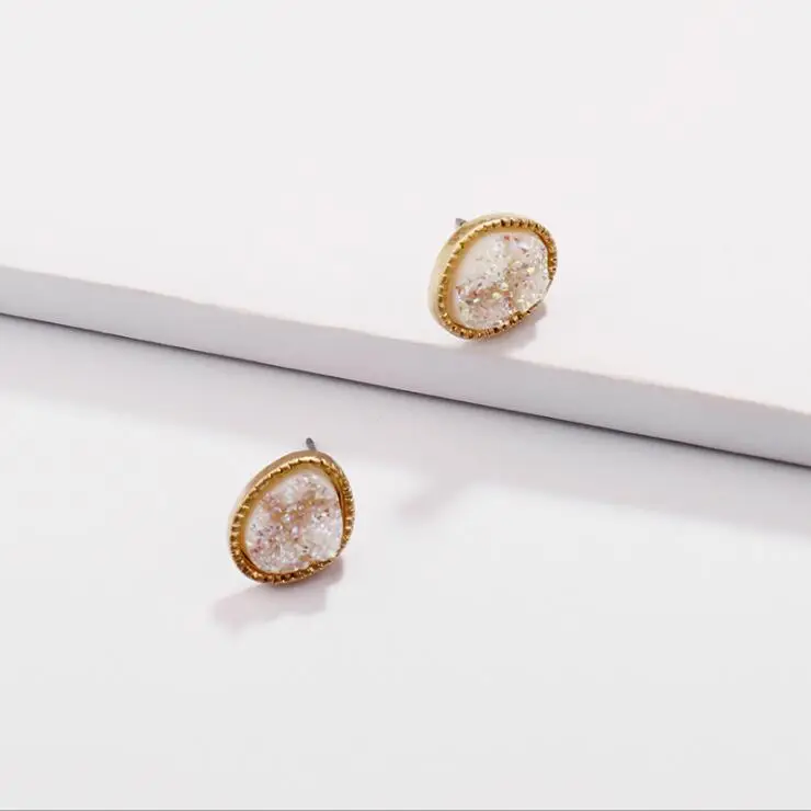 Alloy resin crystal tooth mini asymmetric female earrings crystal natural stone earrings