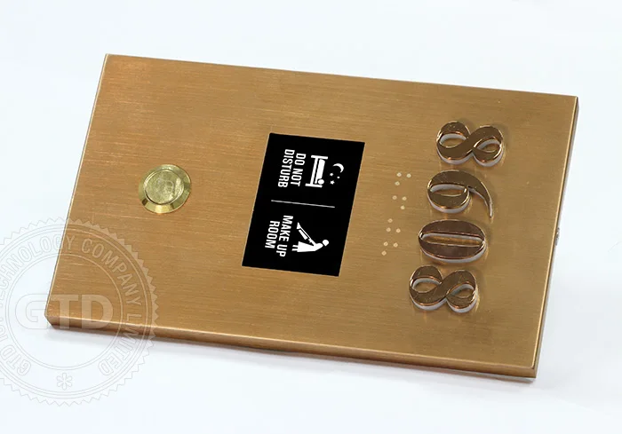 Luxury Metal Electronic Hotel Room number Signage, with LED and service request DND/MUR function