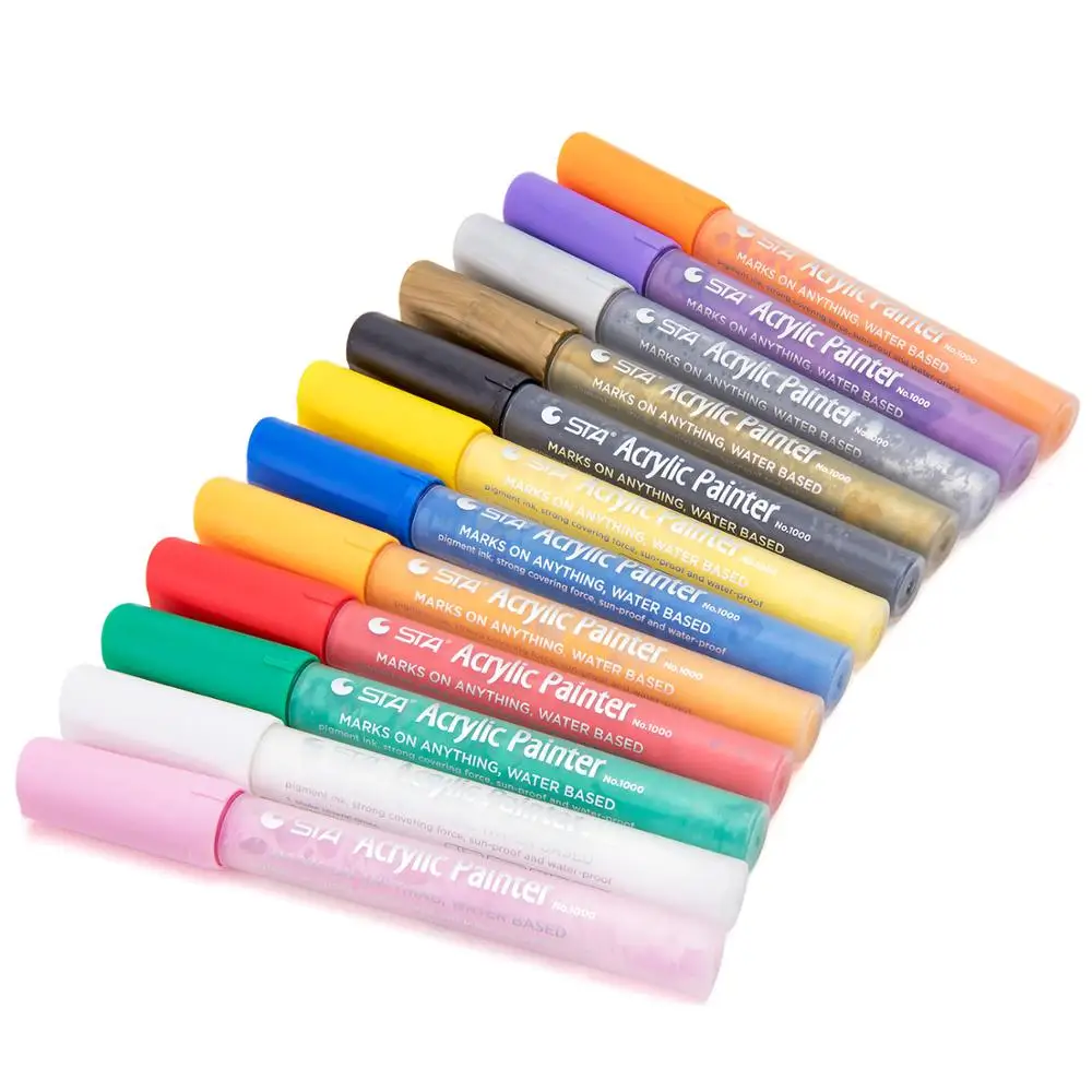 2018 Amazon Hot Selling  STA Brand 24 Colors Acrylic Paint Pens With OEM Packaging