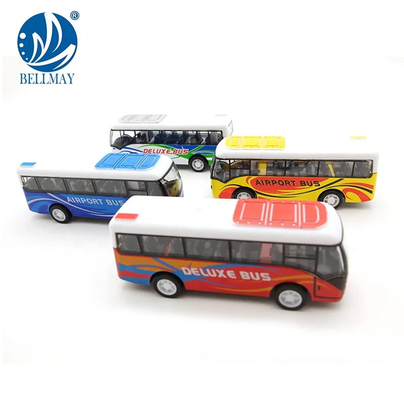 Bemay Toy 1:55 Alloy Toy Diecast Model Car Pull Back Diecast Scale Models Bus Toy With 4 Style