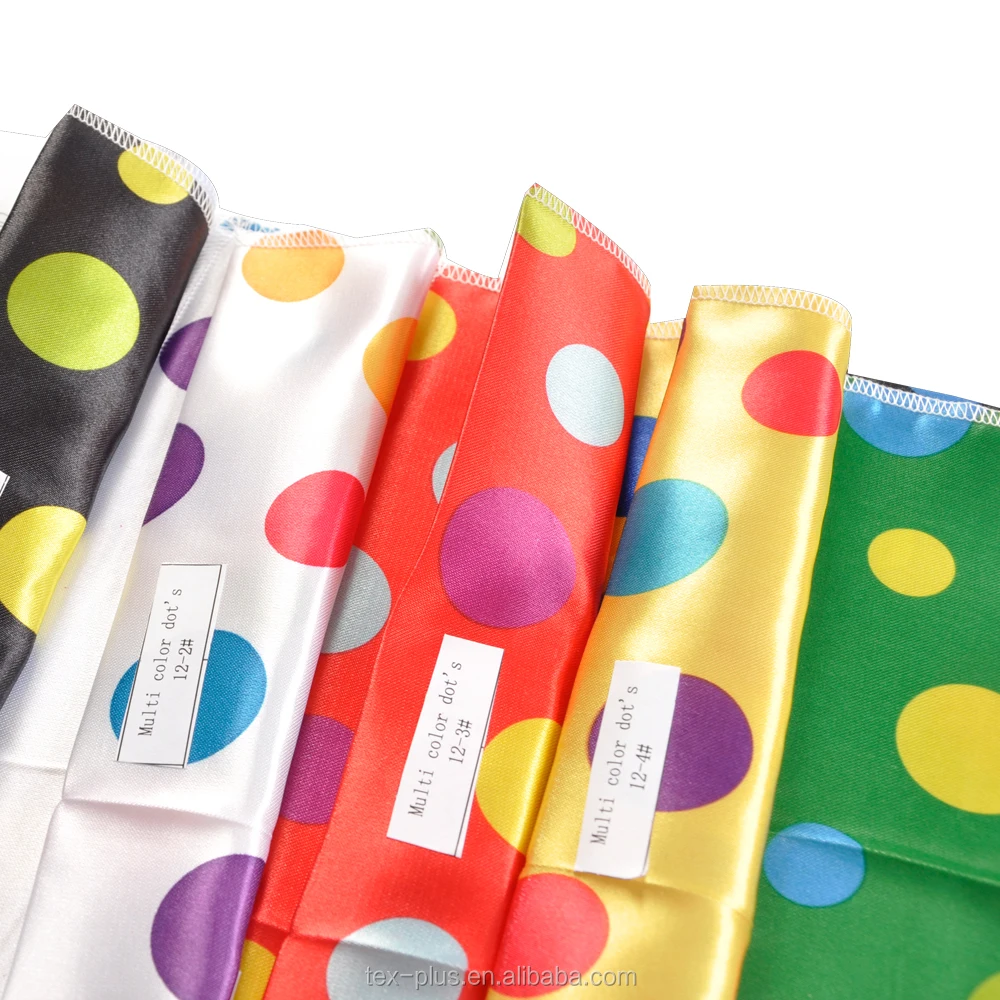 Dots style printed silk satin material fabric for christmas carnival festival decoration