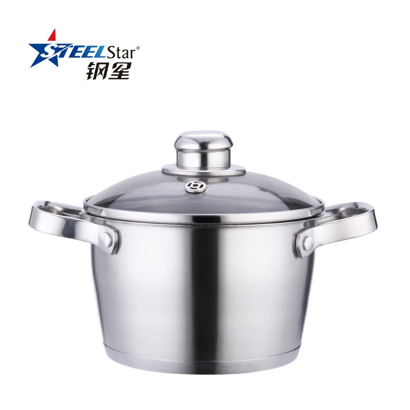 
Steelstar stainless steel kitchen soup pot casserole with glass lid high stockpot with cover 