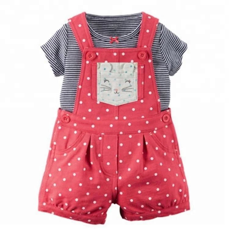 
Summer Wholesale Baby Clothing Cowboy Suspenders Kids Striped Tshirt 